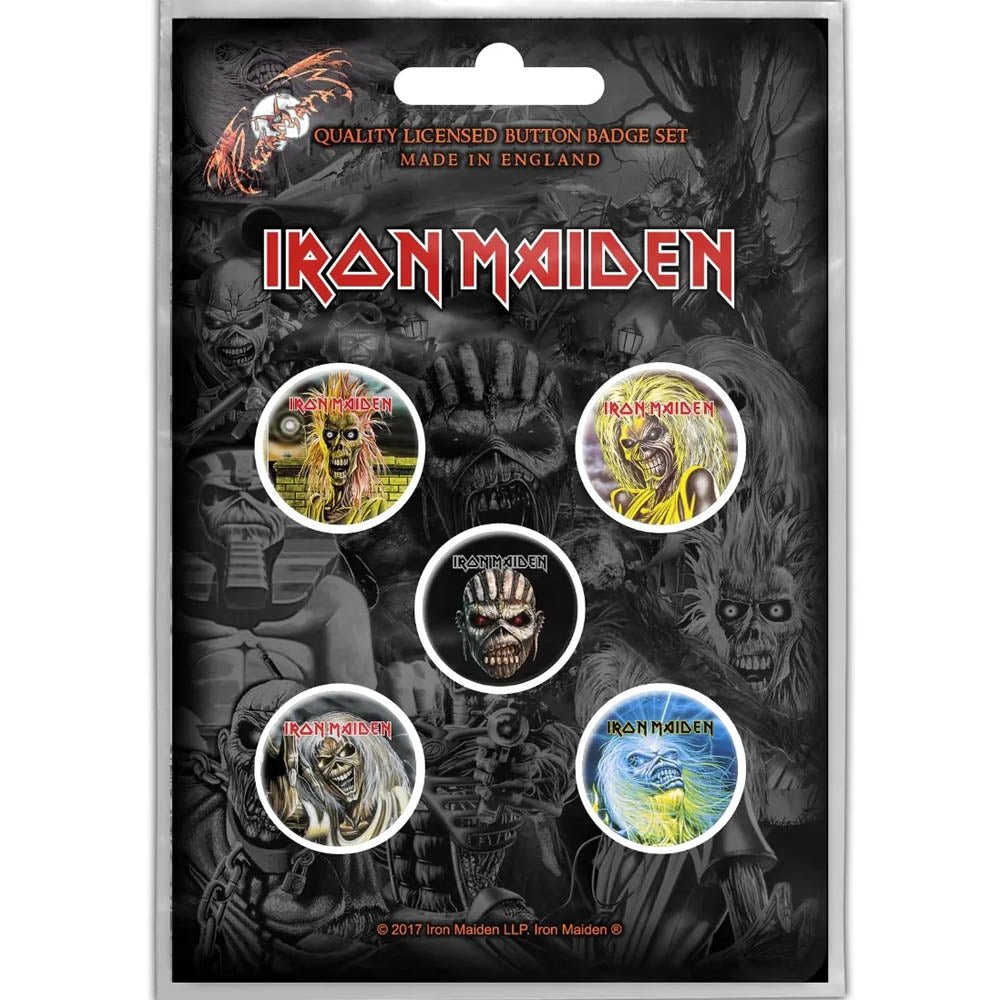 IRON MAIDEN アイアンメイデン (結成 50周年 ) - THE FACES OF EDDIE / 5個セット / バッジ - PGS